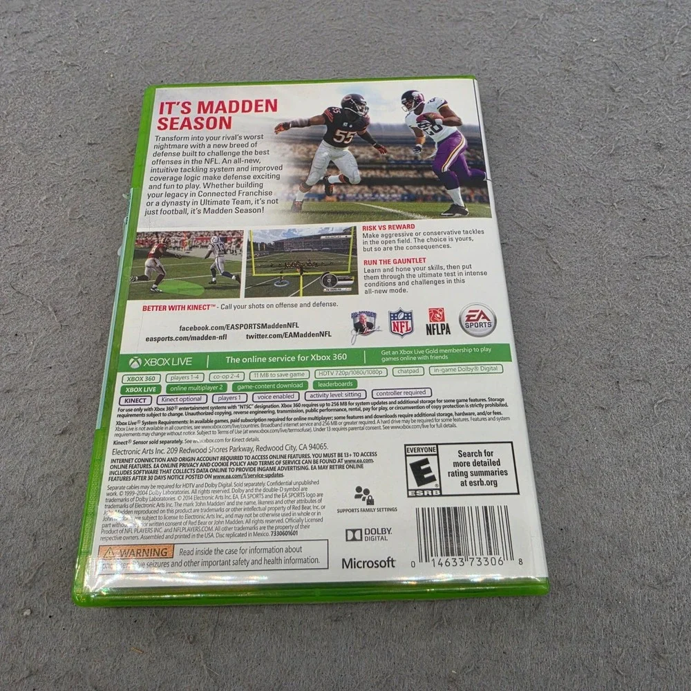 EA Sports Madden NFL 15‎ Xbox 360 Game Richard Sherman Cover Kinect Better